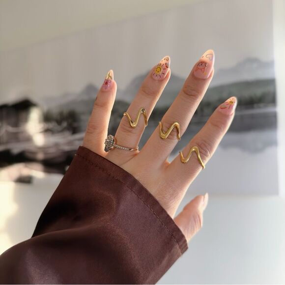 18k gold plated stainless steel minimalist cuff ring - Picture 2 of 10